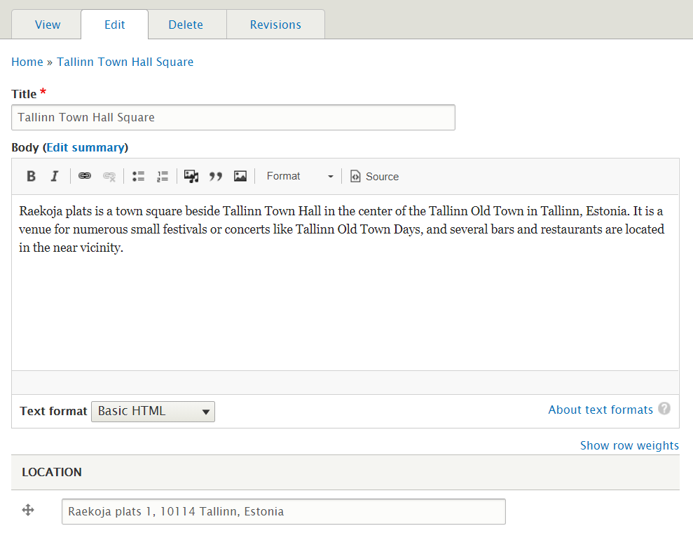 Adding address for simple google maps Drupal module