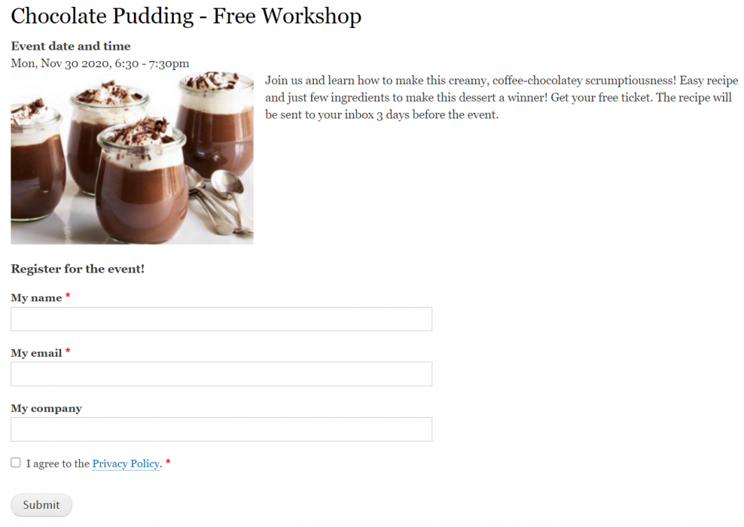 Event with registration webform