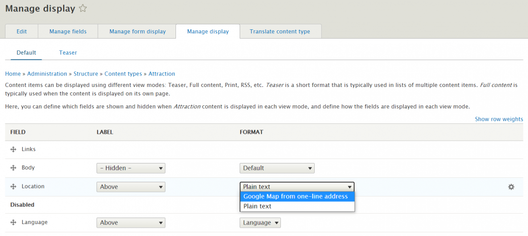 Formatting Drupal field for simple google maps