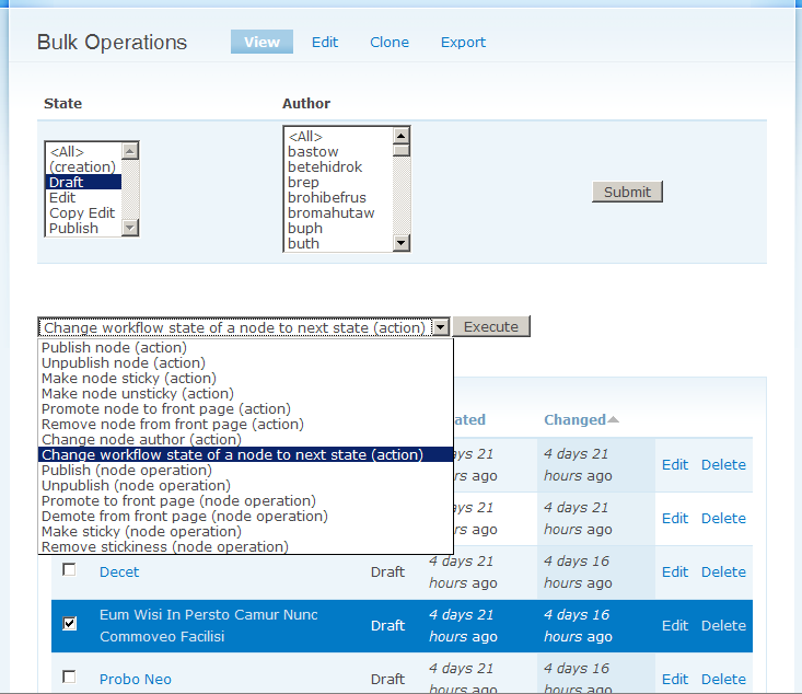 Views bulk operations Drupal module