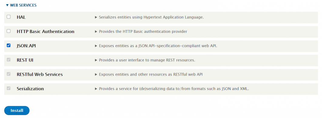 Json api Drupal module for connecting Drupal and flutter