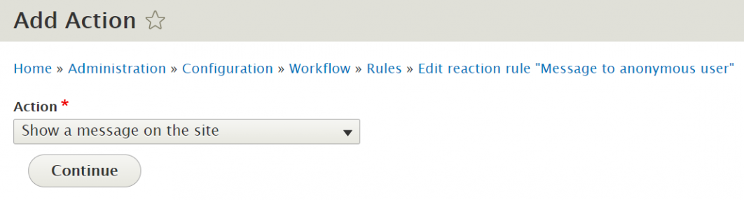 Adding action in Drupal rules
