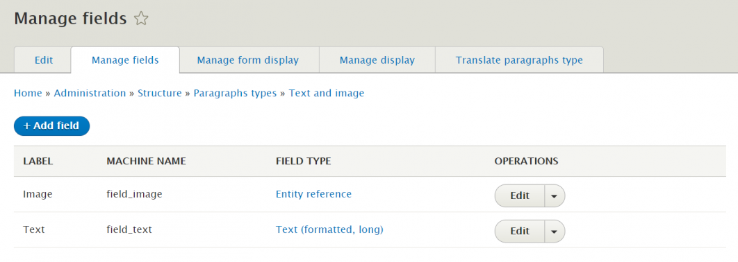 Adding fields to Drupal paragraph type