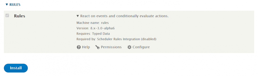 Installing Drupal rules module