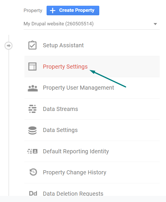Property settings at google analytics