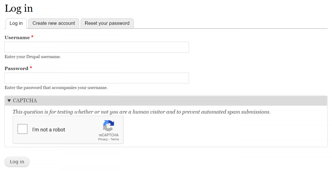 ReCaptcha box on login form