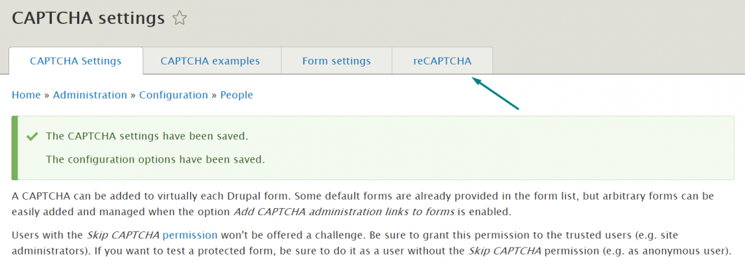 ReCaptcha Drupal module basic settings3