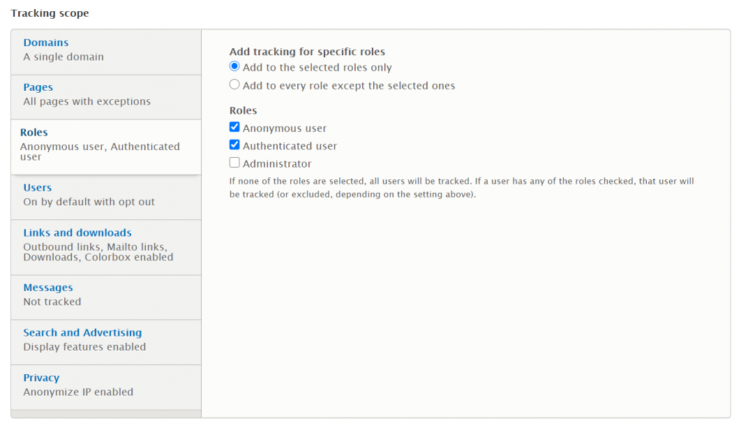 Role tracking with drupal google analytics module