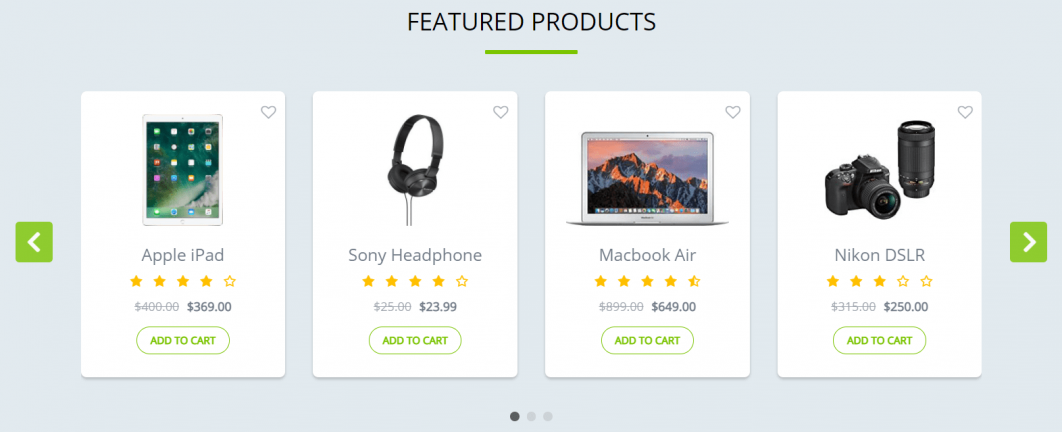 Product carousel example