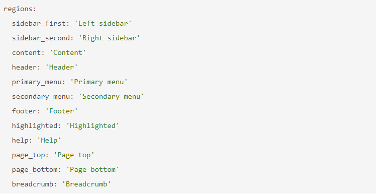 Default regions twig